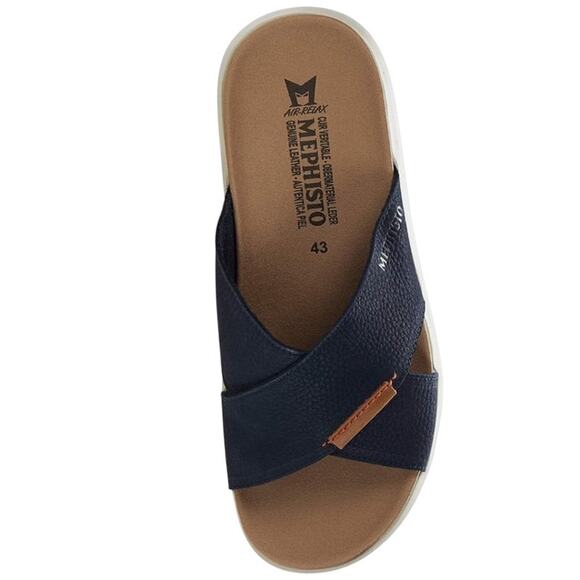 Mephisto Navy Leather Slide Sandals Men Size 10 - Picture 8 of 9